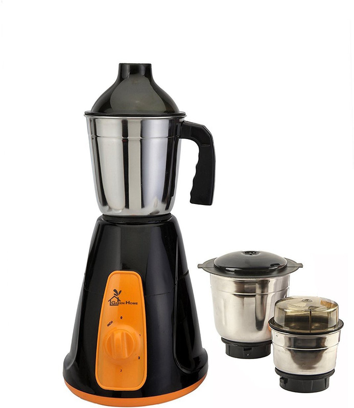 Green Home AQ10002 Aqua black & Orange 450 W Mixer Grinder(Multicolor, 3 Jars)