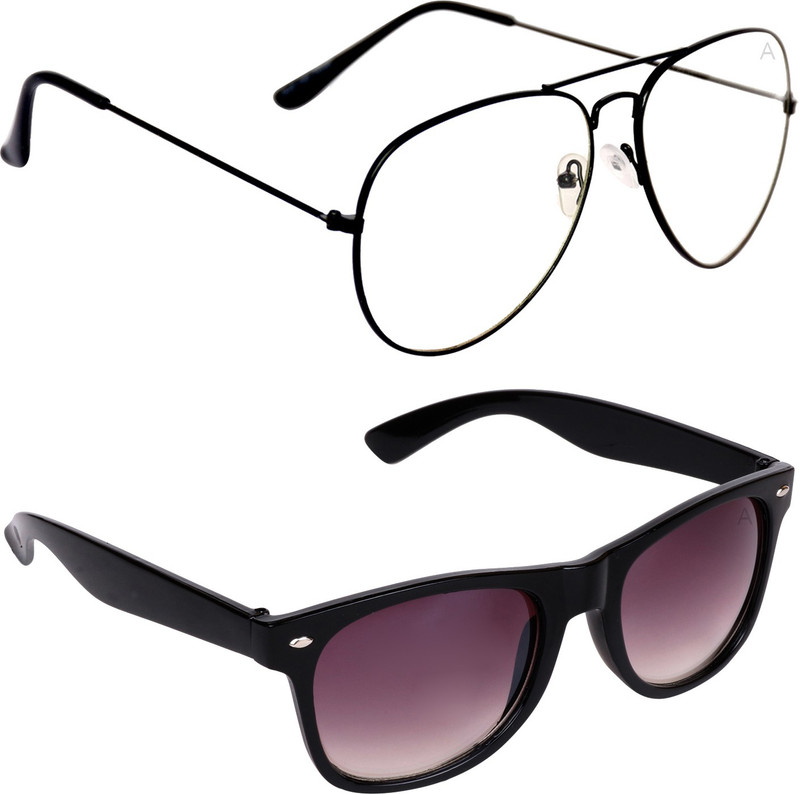 Aligatorr Wayfarer, Aviator Sunglasses(Clear, Grey)