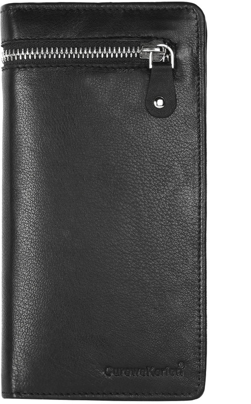 curewe kerien Women Black Genuine Leather Wrist Wallet(12 Card Slots)