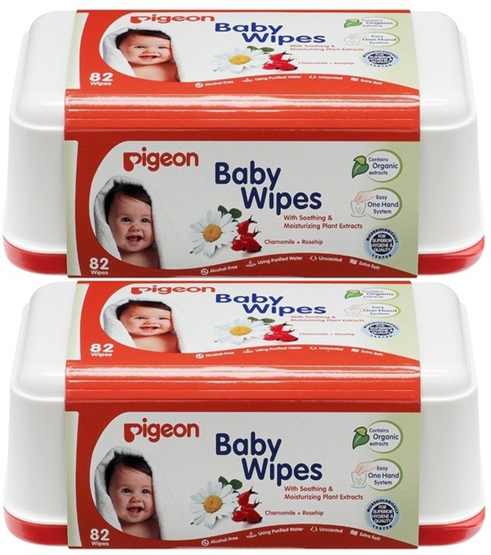 Pigeon Chamomile & Rosehip Baby Wipes Box (82 Pieces)(2 Pieces)
