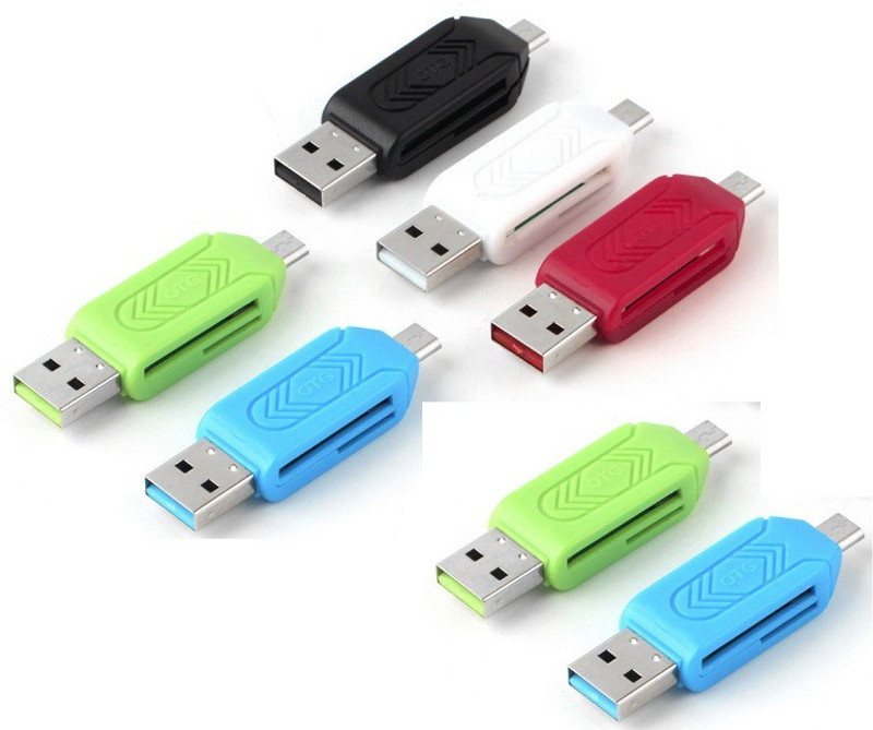 YTM USB 2.0 plus micro usb OTG,SD card,Micro SD T-Flash adapter for Mobile Card Reader Card Reader(Multicolor)