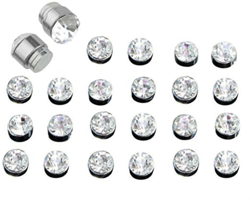 gadgetsden Pairs Set of Magnetic Clear Non-Pierced Sheet Pack Cubic Zirconia Stainless Steel Magnetic Earring