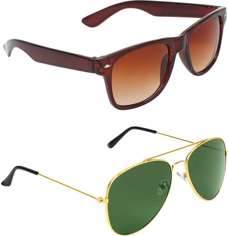 ABNER Wayfarer, Aviator Sunglasses(Brown, Green) ABNER Wayfarer, Aviator Sunglasses(Brown, Green)