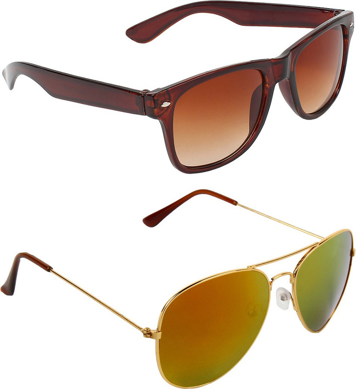 ABNER Wayfarer, Aviator Sunglasses(Brown, Multicolor) ABNER Wayfarer, Aviator Sunglasses(Brown, Multicolor)