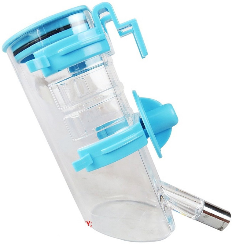 Jainsons HANG ON CAGE Pet Water Feeder Bottle For Dog Puppy Cat Kitten 250ML L SHAPE Plastic Pet Bottle(250 ml Blue)