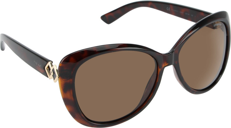 Polaroid Oval Sunglasses(Brown)