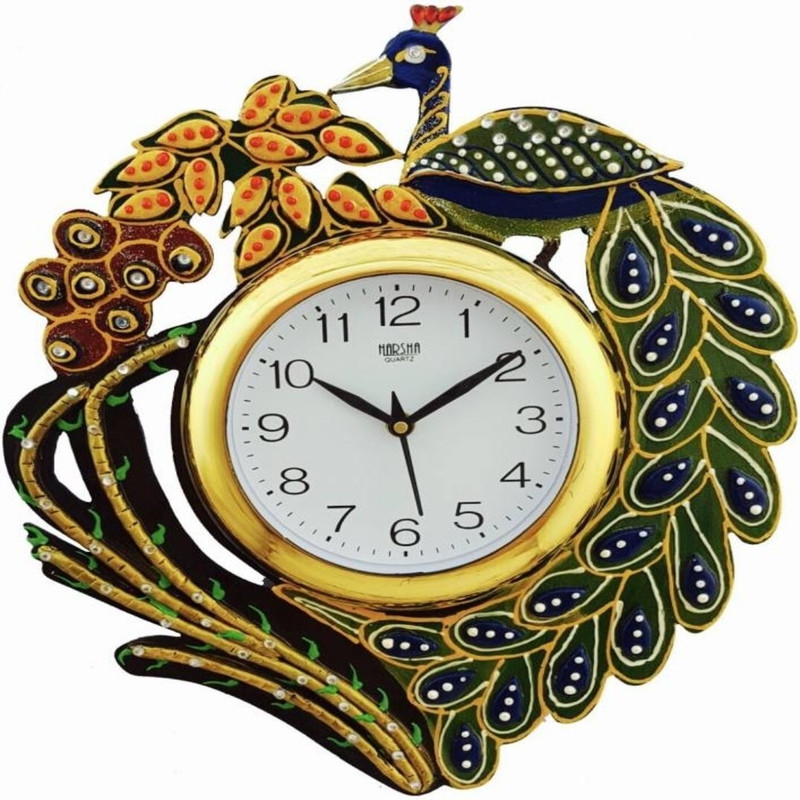 Pawan handicrafts & industries Analog 37 cm X 35 cm Wall Clock(Multicolor, With Glass)