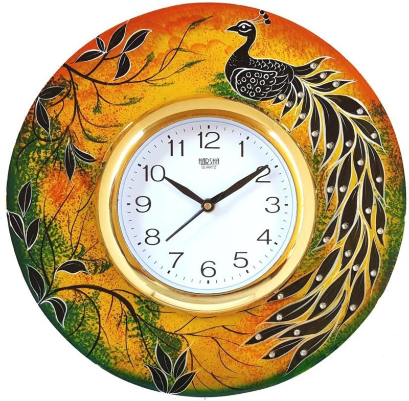 Pawan handicrafts & industries Analog 32 cm X 32 cm Wall Clock(Multicolor, With Glass)