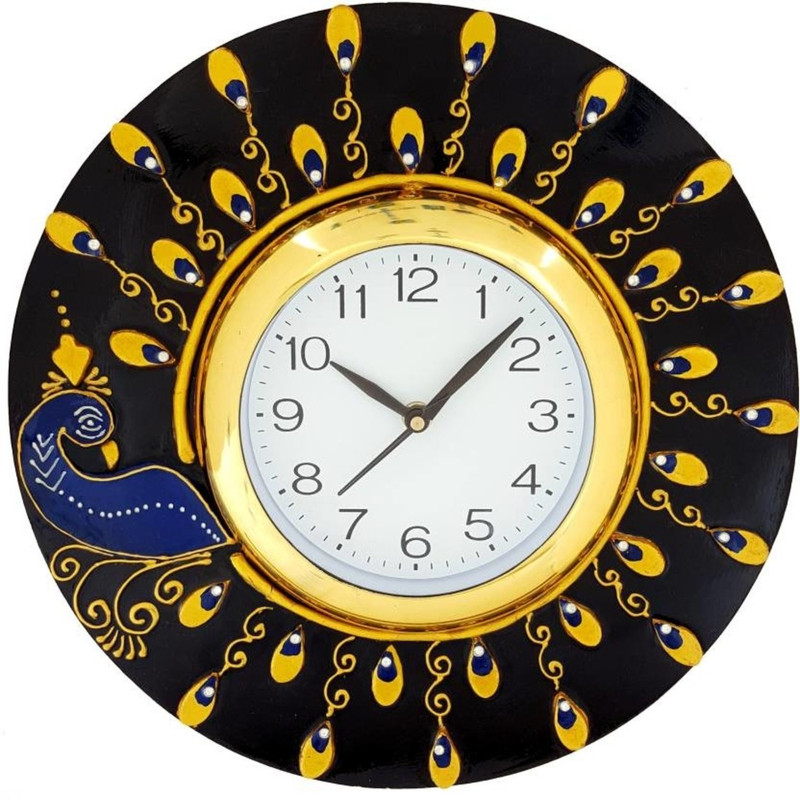 Pawan handicrafts & industries Analog 33 cm X 33 cm Wall Clock(Multicolor, With Glass)