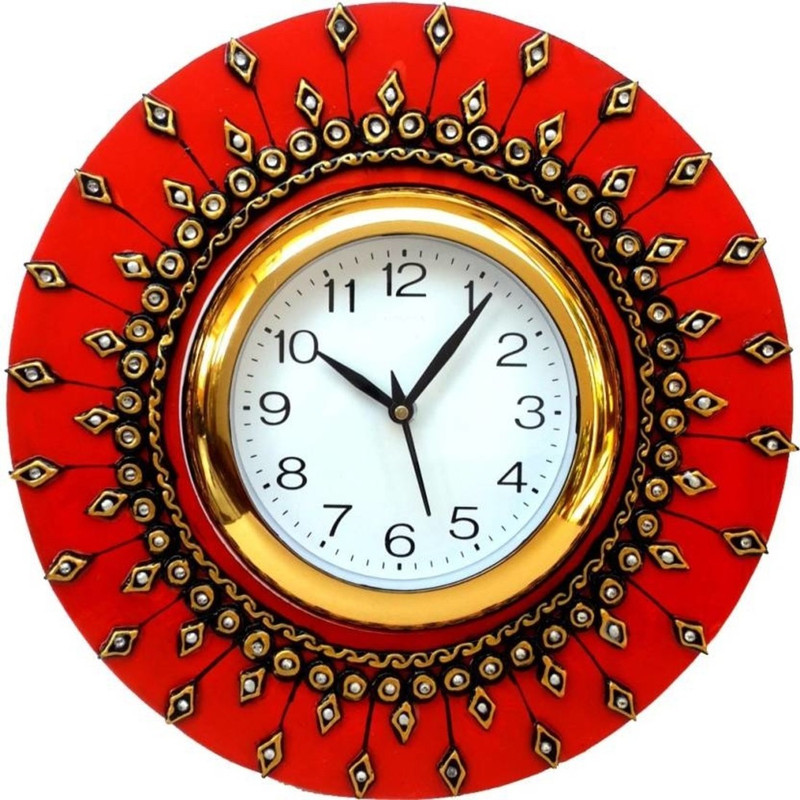 Pawan handicrafts & industries Analog 30.48 cm X 30.48 cm Wall Clock(Multicolor, With Glass)