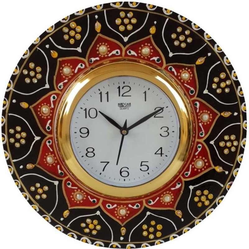 Pawan handicrafts & industries Analog 30.18 cm X 30.48 cm Wall Clock(Multicolor, With Glass)