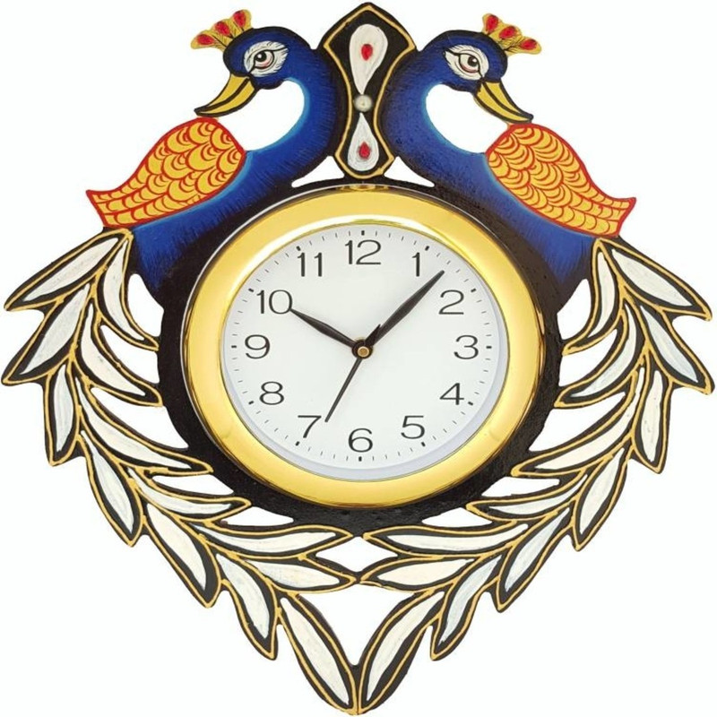 Pawan handicrafts & industries Analog 32 cm X 30 cm Wall Clock(Multicolor, With Glass)