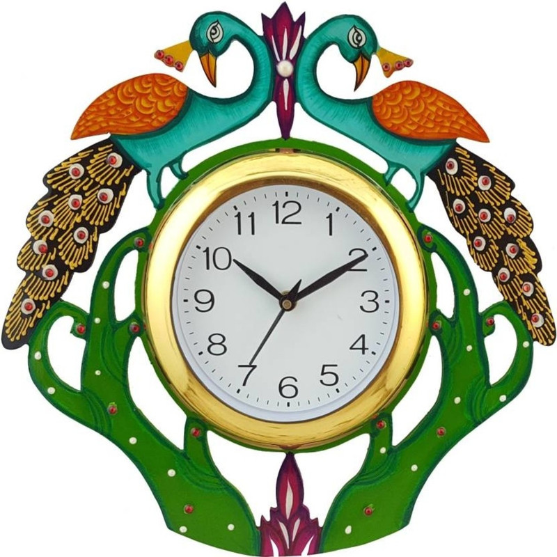 Pawan handicrafts & industries Analog 33 cm X 32 cm Wall Clock(Multicolor, With Glass)