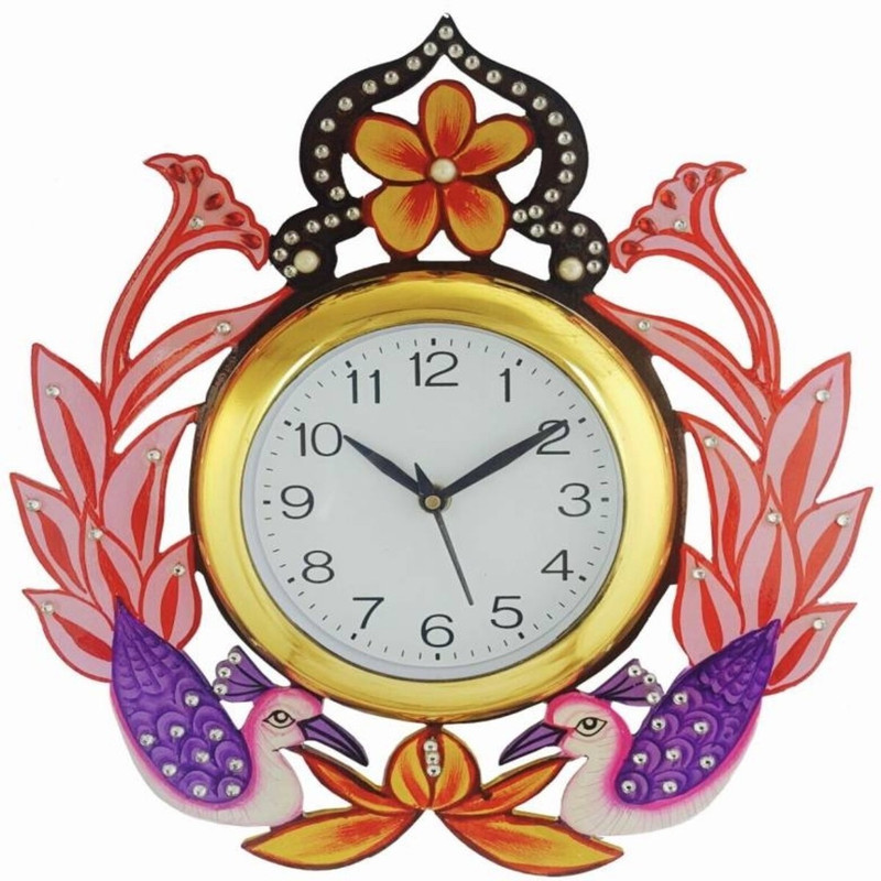 Pawan handicrafts & industries Analog 35 cm X 32 cm Wall Clock(Multicolor, With Glass)