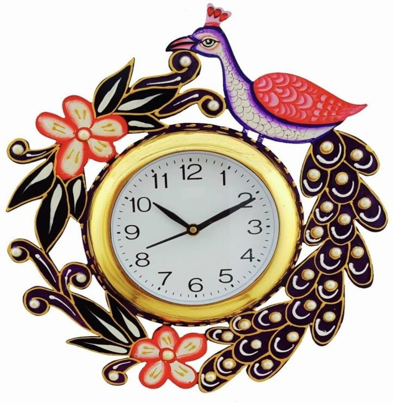 Pawan handicrafts & industries Analog 35 cm X 35 cm Wall Clock(Multicolor, With Glass)