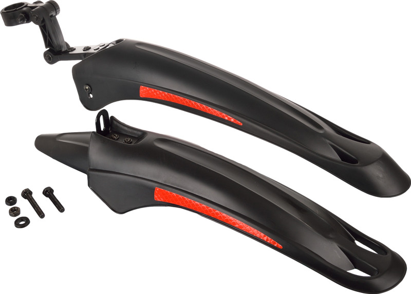 Dark Horse Bicycle High Quality Plastic Fly Fox Mudguard Fender with Reflective Tapes, Black Clip-on Front & Rear Fender(Black)