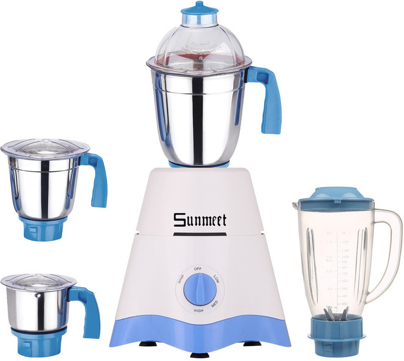 Sunmeet TA Star MG17-TA-STR-317 600 W Juicer Mixer Grinder(White, Blue, 4 Jars)