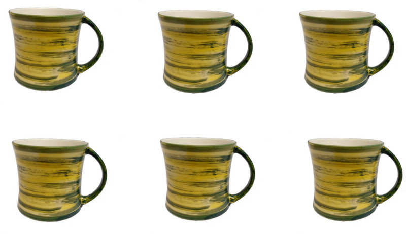 skykey home decor tableware bamboo printed coffee mugs Bone China(Multicolor, Pack of 6)