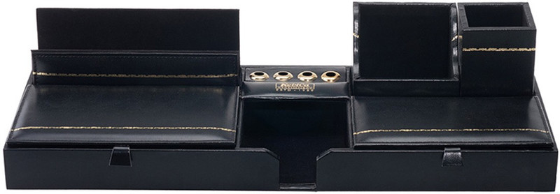 kebica 10 Compartments Faux Leather Desk Organizer(Black)