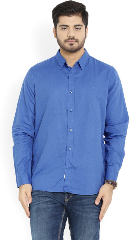 United Colors of Benetton Men Solid Casual Blue Shirt United Colors of Benetton Men Solid Casual Blue Shirt