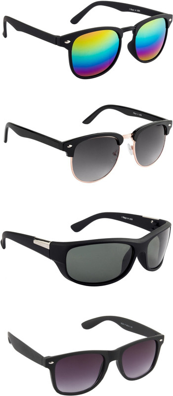 Irayz Wayfarer Sunglasses(Multicolor, Black)