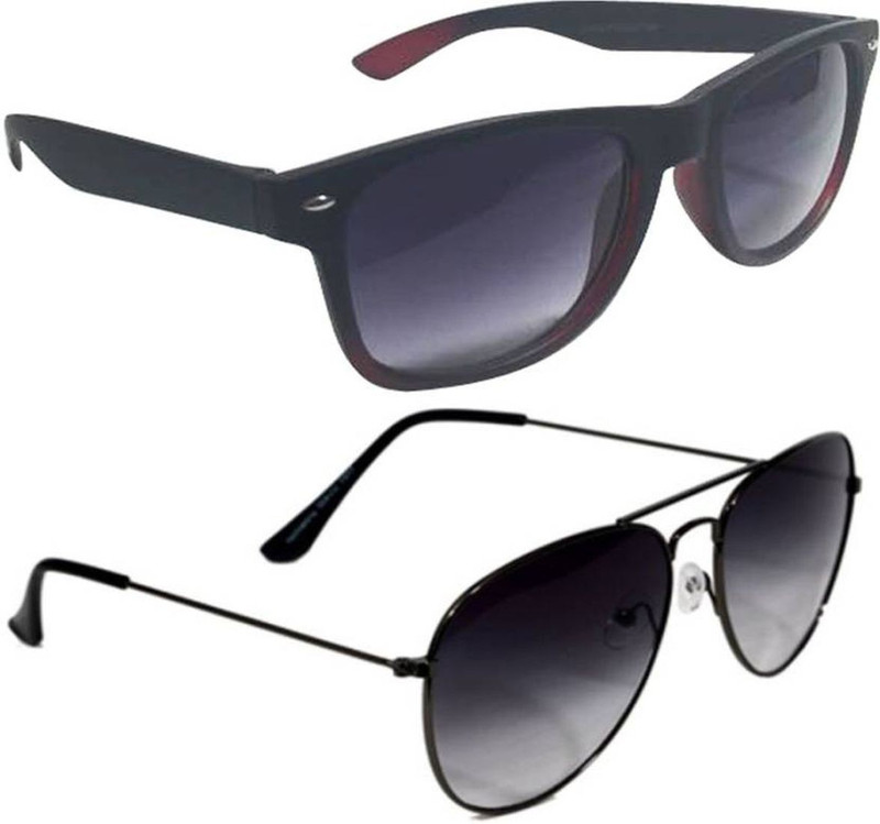 Grtstuff Wayfarer, Aviator Sunglasses(Black, Grey)