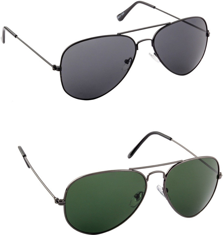Irayz Aviator Sunglasses(Black, Green)
