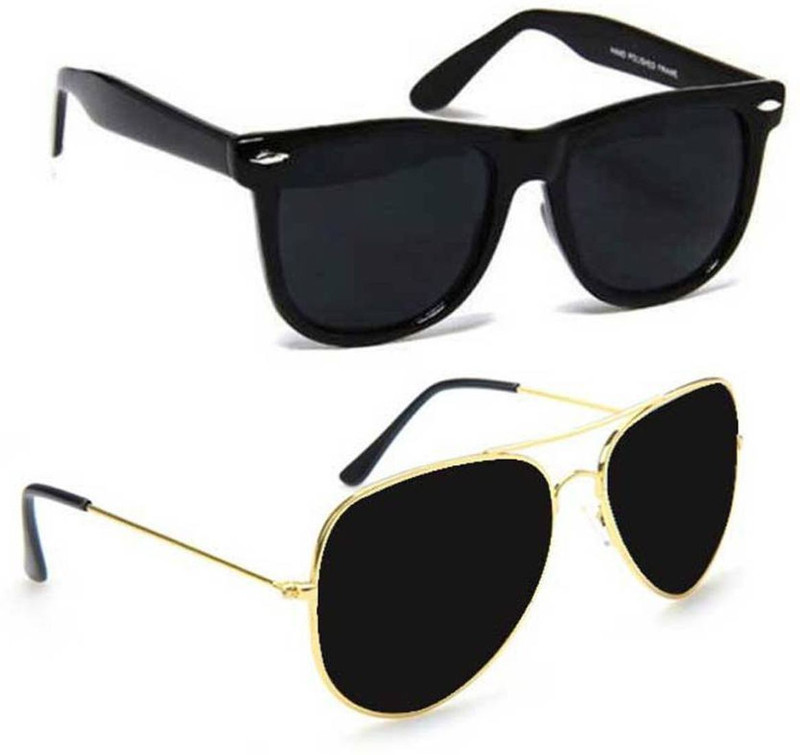 Grtstuff Wayfarer, Aviator Sunglasses(Black, Black)