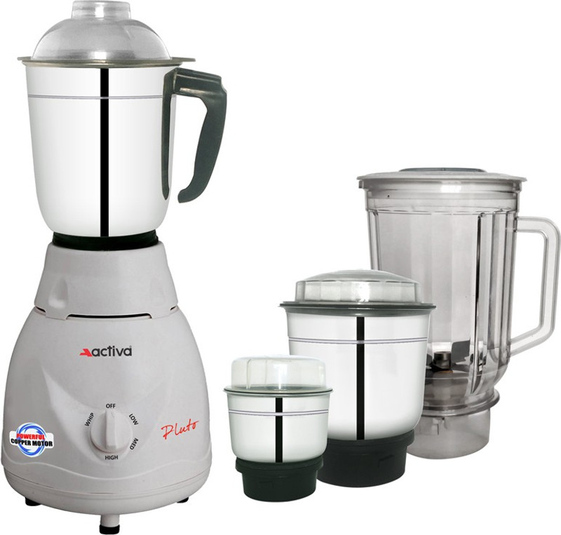 ACTIVA 4 Jar Pluto Pro Plus 650 W Mixer Grinder(White, 4 Jars)
