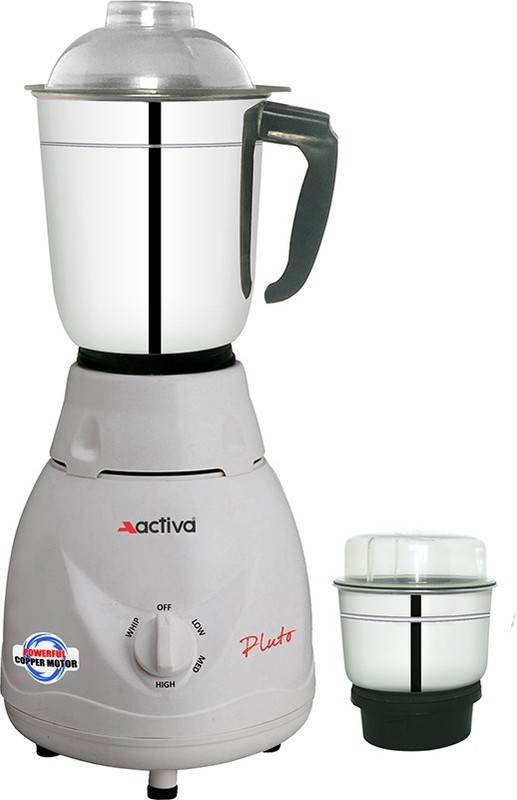 ACTIVA 2 Jar Pluto 500 W Mixer Grinder(White, 2 Jars)