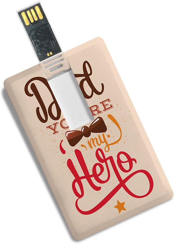 100yellow Credit Card Shape Dad You’re My Hero Print 16GB /Data Storage -Gift For Father 16 GB Pen Drive(Multicolor)