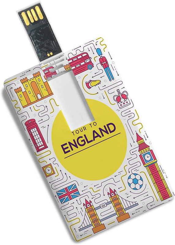 100yellow Credit Card Shape 8GB Tour to England Printed High Speed Fancy /Data Storage 8 GB Pen Drive(Multicolor)