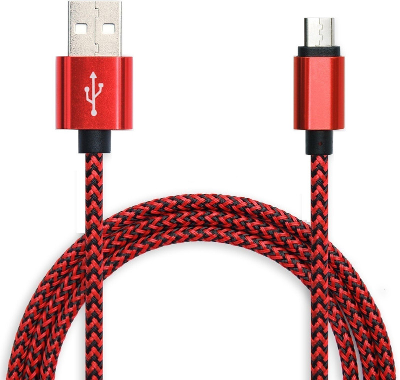 Digimart Fast-Charge Nylon Braided Charge & Sync Micro USB Cable(Compatible with Mobiles, PowerBanks, Tablets, Media Players, Red, Sync and Charge Cable)
