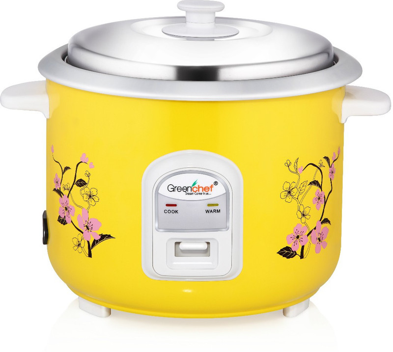 Greenchef RC1Y Electric Rice Cooker with Steaming Feature(1 L, Yellow)