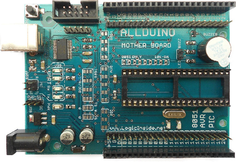 logic inside ALLDUINO - All in One Microcontrollers (40Pin-8051,AVR,PIC) Development Board Micro Controller Board Electronic Hobby Kit