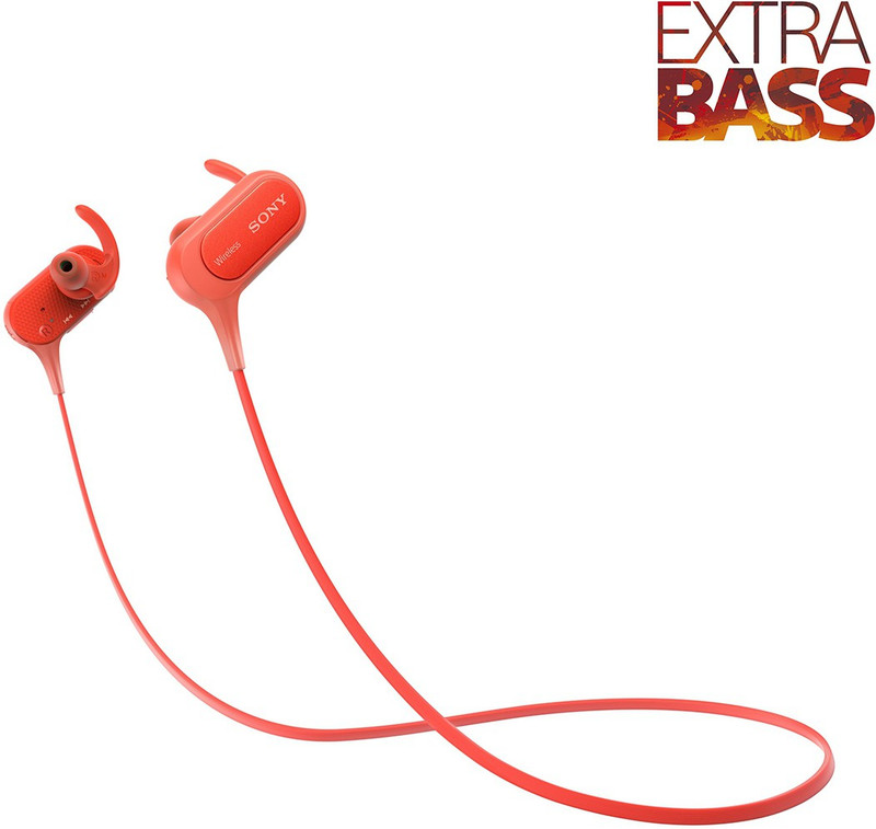 Sony MDR-XB50BSRZE Bluetooth Headset with Mic(Red, In the Ear)