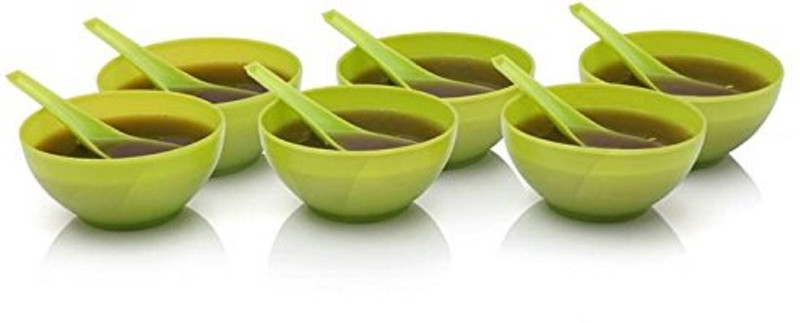 kombuis kitchenware MILKY SOUP BOWL Plastic Soup Bowl(Green, Pack of 1)