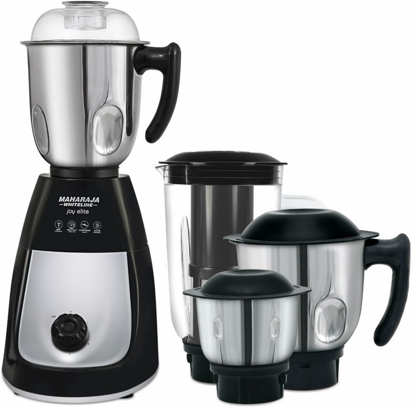 Maharaja Whiteline MX-166 Joy elite ( MX 166) 750 W Mixer Grinder(Black and Silver, 4 Jars)