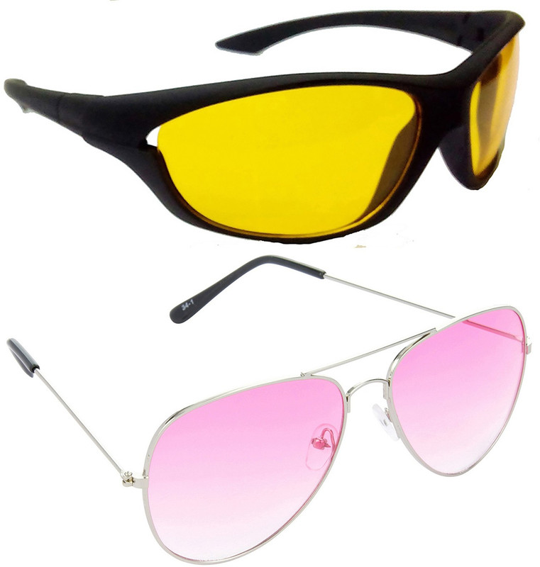Hrinkar Sports Sunglasses(Yellow, Pink)