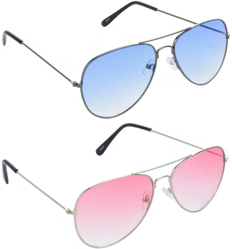 Hrinkar Aviator Sunglasses(Blue, Red)