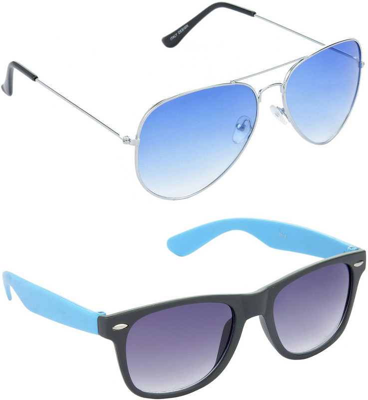 Hrinkar Aviator Sunglasses(Blue, Grey)