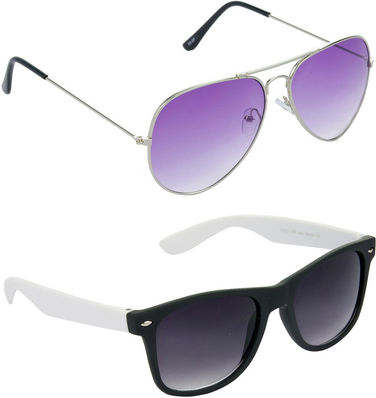 Hrinkar Aviator Sunglasses(Violet, Grey)