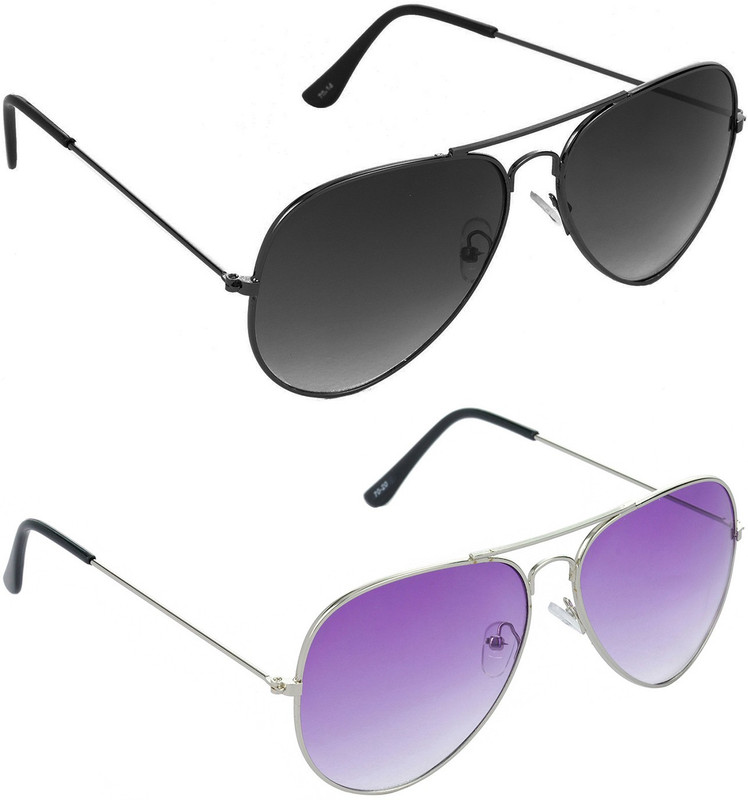 Hrinkar Aviator Sunglasses(Grey, Violet)