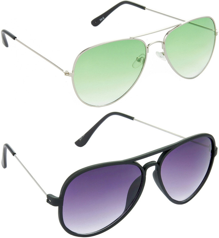 Hrinkar Aviator Sunglasses(Green, Grey)