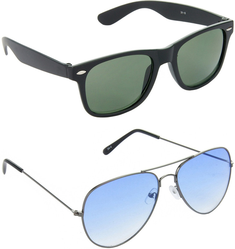 Hrinkar Wayfarer Sunglasses(Green, Blue)