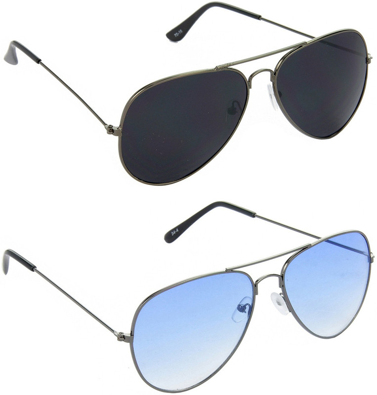 Hrinkar Aviator Sunglasses(Black, Blue)
