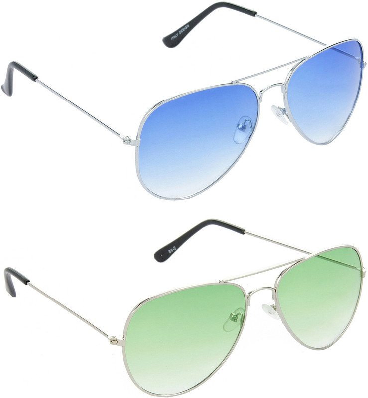 Hrinkar Aviator Sunglasses(Blue, Green)
