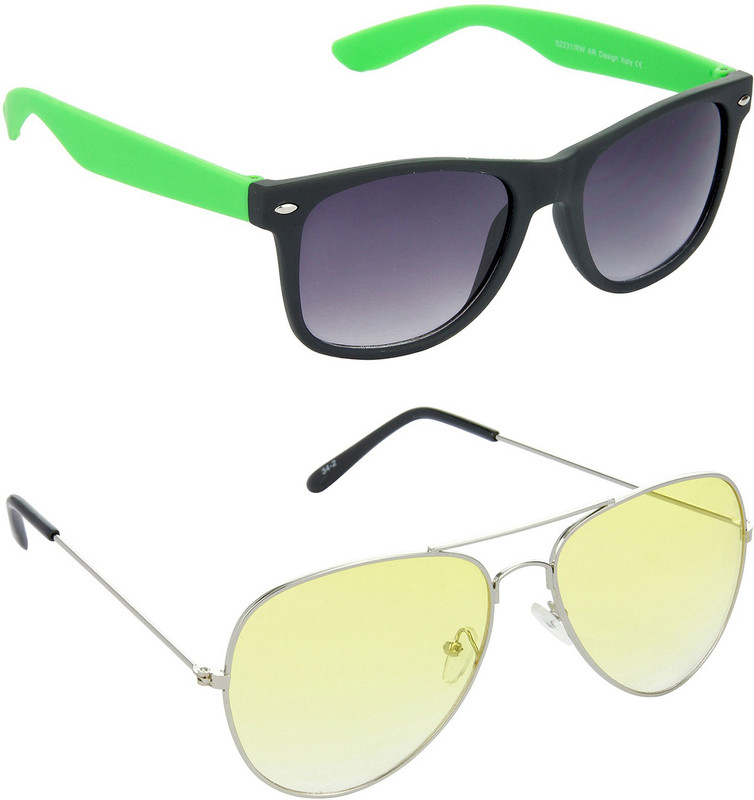 Hrinkar Wayfarer Sunglasses(Grey, Yellow)