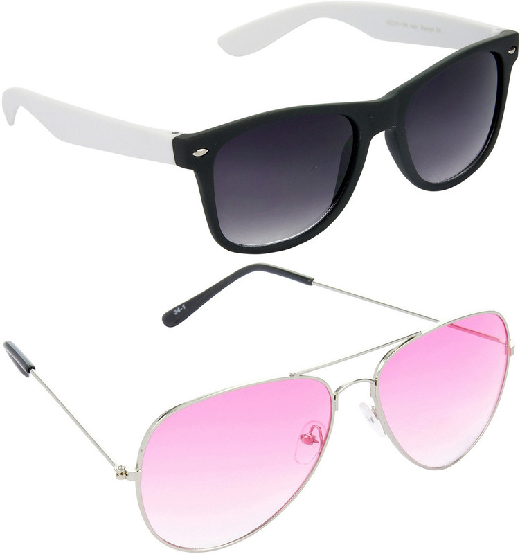 Hrinkar Wayfarer Sunglasses(Grey, Pink)
