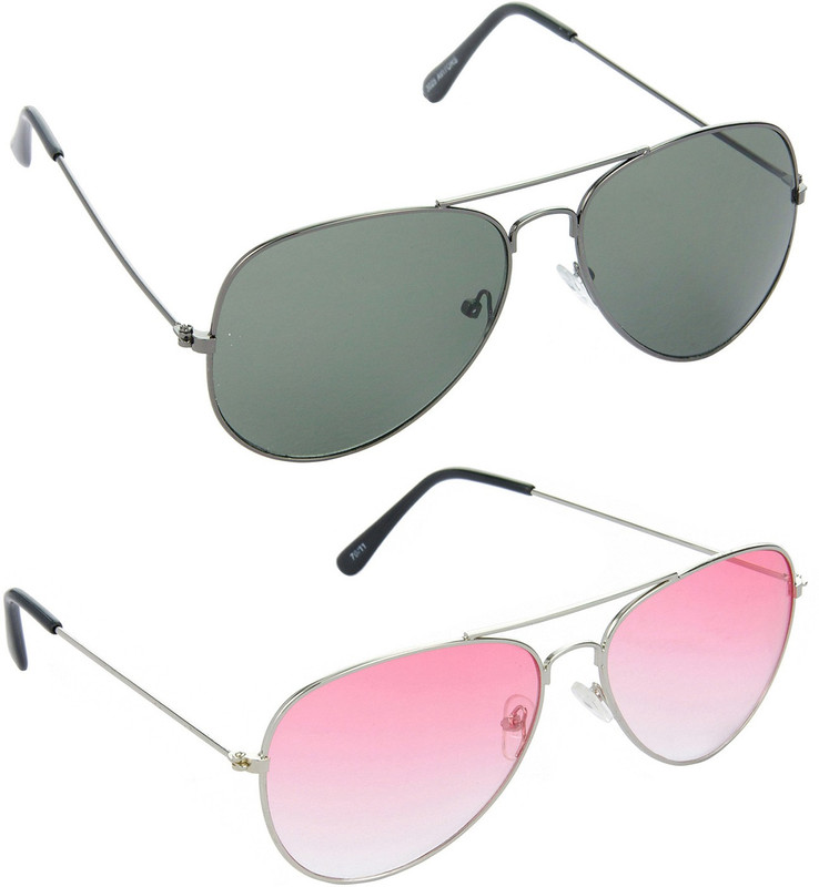 Hrinkar Aviator Sunglasses(Green, Red)